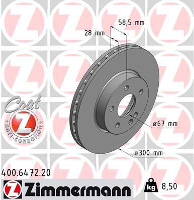 ZIMMERMANN 400.6472.20: Piduriketas Ø: 300mm, sisemine õhutus, Ø: 300mm, kaetud COAT Z