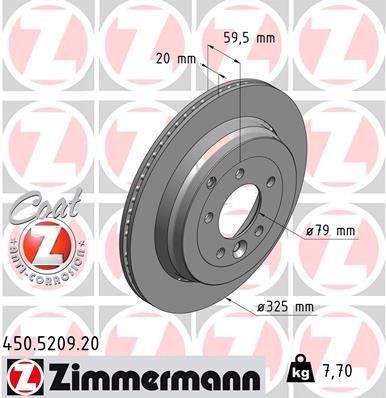 ZIMMERMANN 450.5209.20: Piduriketas Ø: 325mm, õhutusega, Ø: 325mm, kaetud COAT Z