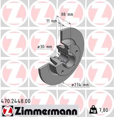 ZIMMERMANN 470.2448.00: Stabdžių diskas Ø: 274mm, visiškai, Ø: 274mm, su rato guoliu, su ABS jutiklio žiedu