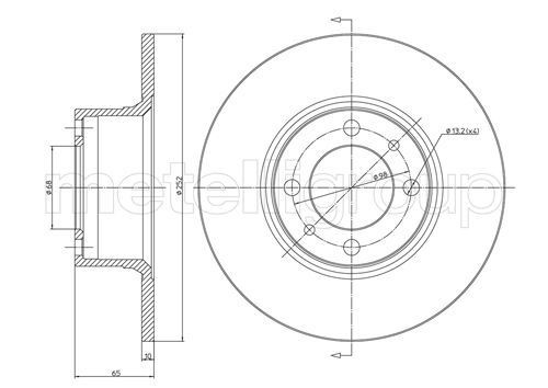 CIFAM 800-043: Bremseskive Ø: 252,0mm, fuldstændigt, Ø: 252,0mm