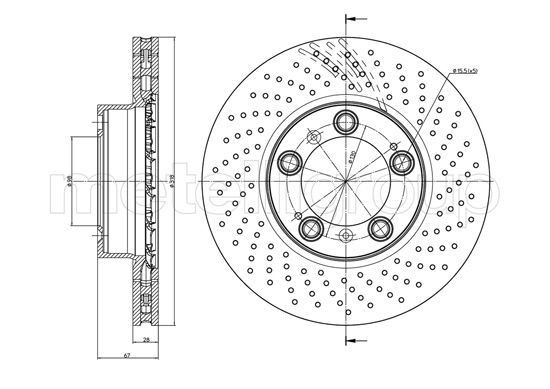 CIFAM 800-1258C: Piduriketas Ø: 314,0mm, õhutusega, Ø: 314,0mm, värvitud
