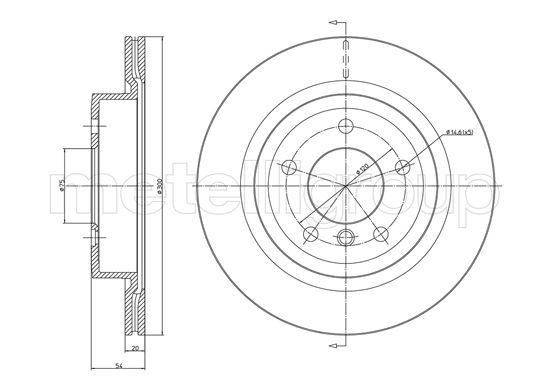 CIFAM 800-1399C: Piduriketas Ø: 300,0mm, õhutusega, Ø: 300,0mm, värvitud