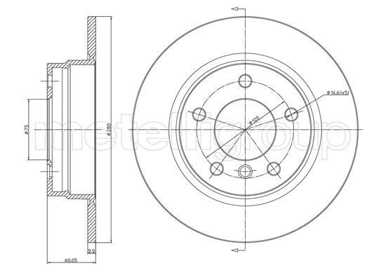 CIFAM 800-229C: Stabdžių diskas Ø: 280,0mm, visiškai, Ø: 280,0mm, nudažyta