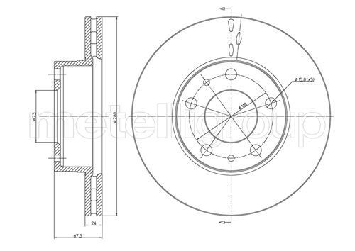 CIFAM 800-340: Féktárcsa Ø: 280,0mm, Szellőztetett, Ø: 280,0mm