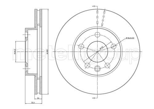 CIFAM 800-507: Stabdžių diskas Ø: 280,0mm, ventiliuojama, Ø: 280,0mm