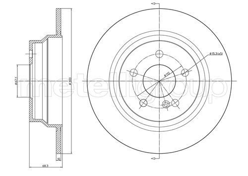 CIFAM 800-624C: Piduriketas Ø: 300,0mm, täis, Ø: 300,0mm, värvitud