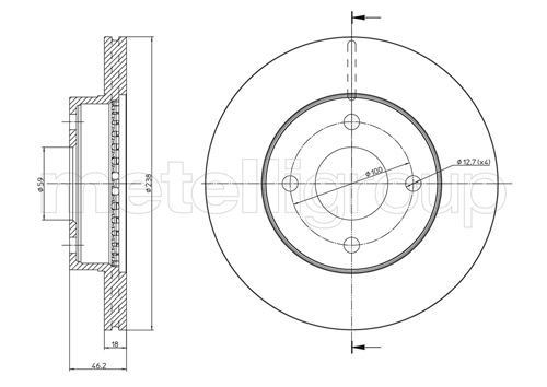 CIFAM 800-850: Piduriketas Ø: 238mm, õhutusega, Ø: 238mm