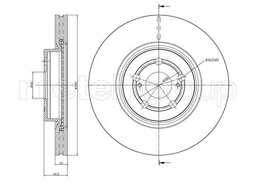 CIFAM 800-854C: Piduriketas Ø: 295,0mm, õhutusega, Ø: 295,0mm, värvitud
