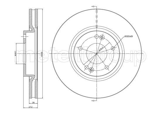 CIFAM 800-925C: Piduriketas Ø: 300,0mm, õhutusega, Ø: 300,0mm, värvitud