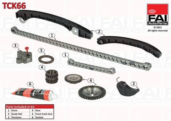 FAI AutoParts TCK66: Kamkedjesats Upptill, Nedre, med kugghjul, med packningar