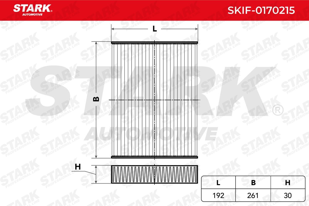 STARK SKIF-0170215: Filtrs, Salona telpas gaiss Aktivētās ogles filtrs, Suspendēto vielu filtrs (HEPA)