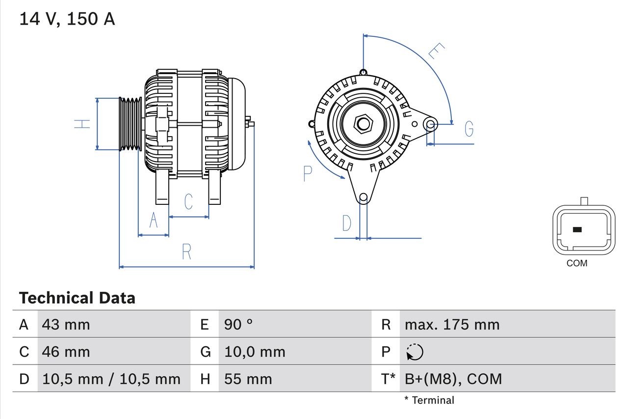 BOSCH 0 986 082 240: Alternator 150A