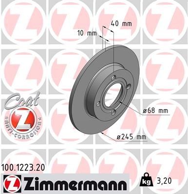 ZIMMERMANN 100.1223.20: Piduriketas Ø: 245mm, täis, Ø: 245mm, kaetud COAT Z