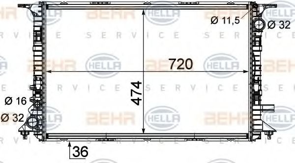 HELLA 8MK 376 756-684: Chłodnica, układ chłodzenia silnika