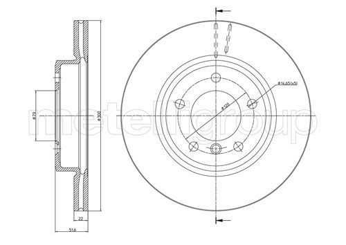METELLI 23-0073: Piduriketas Ø: 240mm, õhutusega, Ø: 240mm