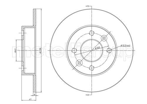 METELLI 23-0107: Bromsskiva Ø: 238mm, full, Ø: 238mm