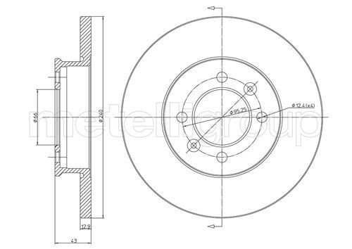METELLI 23-0136: Δισκόπλακα Ø: 240mm, πλήρες, Ø: 240mm