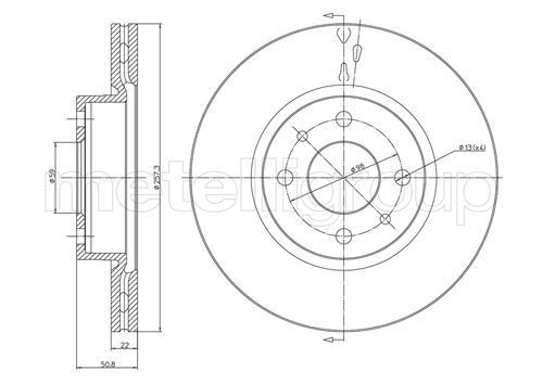 METELLI 23-0216: Bremseskive Ø: 247,5mm, fuldstændigt, Ø: 247,5mm