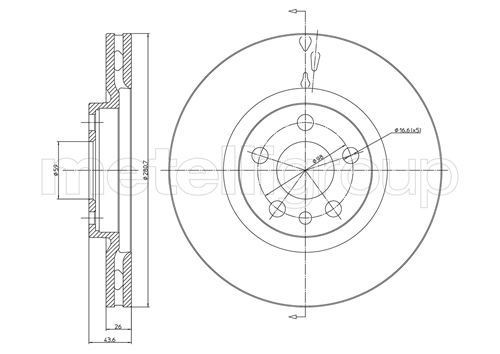 METELLI 23-0338: Piduriketas Ø: 281,0mm, õhutusega, Ø: 281,0mm