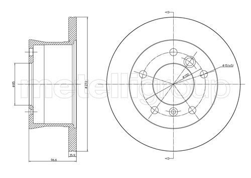 METELLI 23-0492: Piduriketas Ø: 272,0mm, täis, Ø: 272,0mm