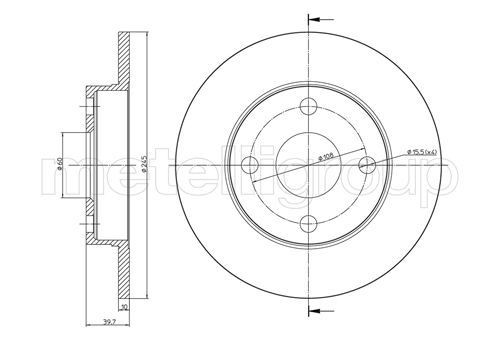 METELLI 23-0658: Piduriketas Ø: 245,0mm, täis, Ø: 245,0mm