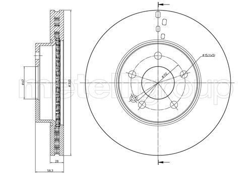 METELLI 23-0723: Piduriketas Ø: 300,0mm, õhutusega, Ø: 300,0mm