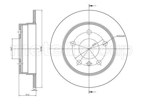 METELLI 23-0833C: Disco de freno Ø: 258,0mm, macizo, Ø: 258,0mm, barnizado