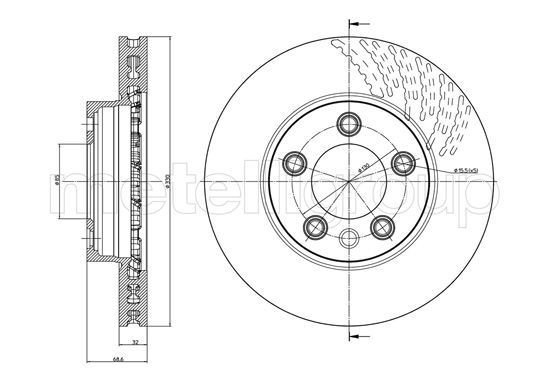 METELLI 23-0920C: Stabdžių diskas Ø: 330,0mm, ventiliuojama, Ø: 330,0mm, nudažyta