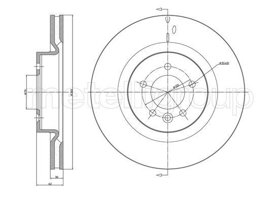 METELLI 23-0973C: Féktárcsa Ø: 288mm, tele, Ø: 288mm, lakkozott