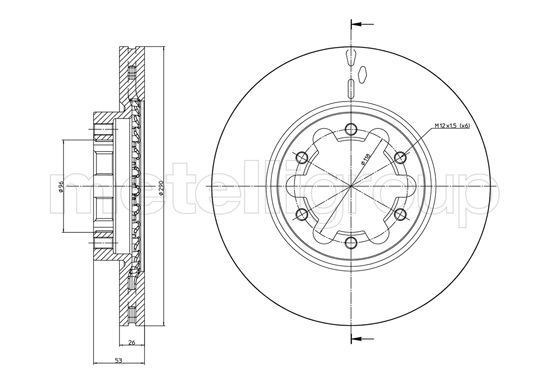 METELLI 23-1178: Piduriketas Ø: 290,0mm, õhutusega, Ø: 290,0mm