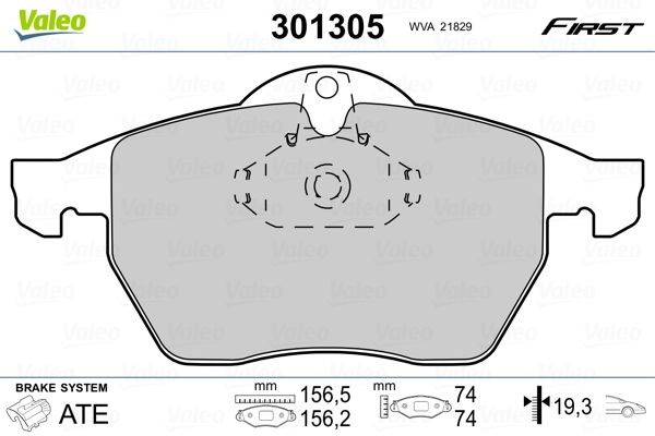 VALEO 301305: Piduriklotsid Esisild, ilma kokkusurumisvastase plekita, FIRST