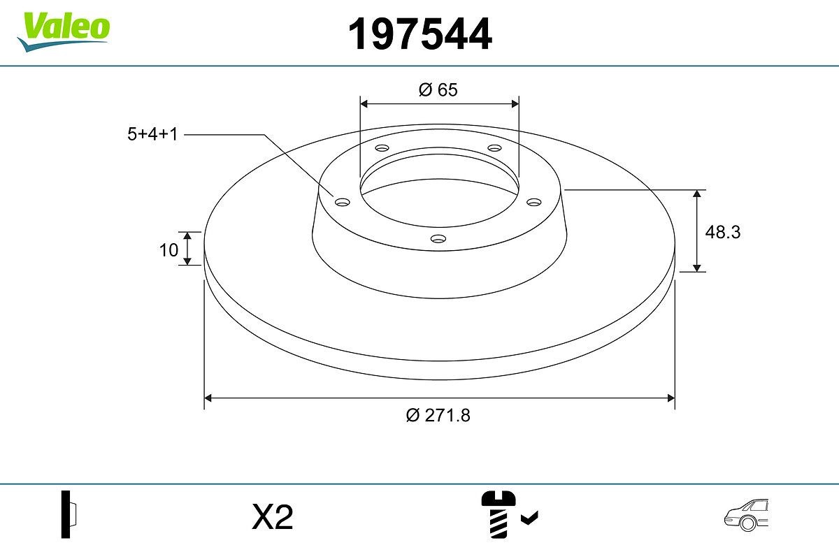 VALEO 197544: Piduriketas Tagasild, Ø: 272mm, täis, Ø: 272mm, koos kruviga
