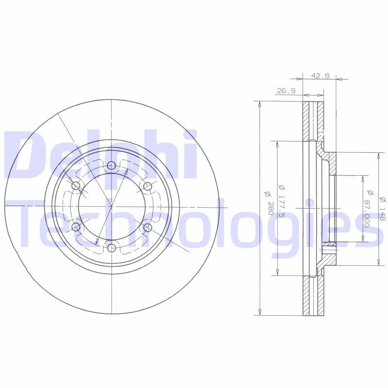 DELPHI BG3976C: Bremseskive Ø: 247mm, ventileret, Ø: 247mm, coatet