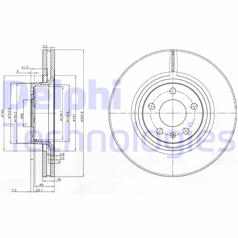 DELPHI BG3939: Piduriketas Ø: 321mm, õhutusega, Ø: 321mm, õlitatud
