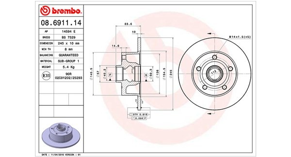 MAGNETI MARELLI 360406012700: Piduriketas Ø: 245mm, täis, Ø: 245mm, ilma rattalaagrikomplektita