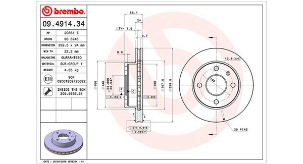 MAGNETI MARELLI 360406024800: Piduriketas Ø: 240mm, sisemine õhutus, Ø: 240mm