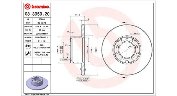 MAGNETI MARELLI 360406031400: Piduriketas Ø: 280mm, täis, Ø: 280mm