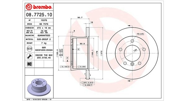 MAGNETI MARELLI 360406033000: Piduriketas Ø: 272mm, täis, Ø: 272mm, koos kruvidega