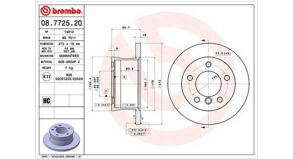 MAGNETI MARELLI 360406033100: Piduriketas Ø: 272mm, täis, Ø: 272mm