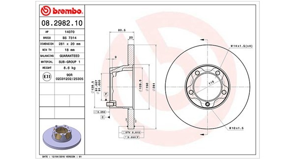 MAGNETI MARELLI 360406048000: Piduriketas Ø: 281mm, täis, Ø: 281mm