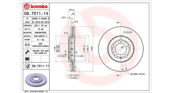 MAGNETI MARELLI 360406049400: Stabdžių diskas Ø: 256mm, vidinis ventiliavimas, Ø: 256mm, su varžtais