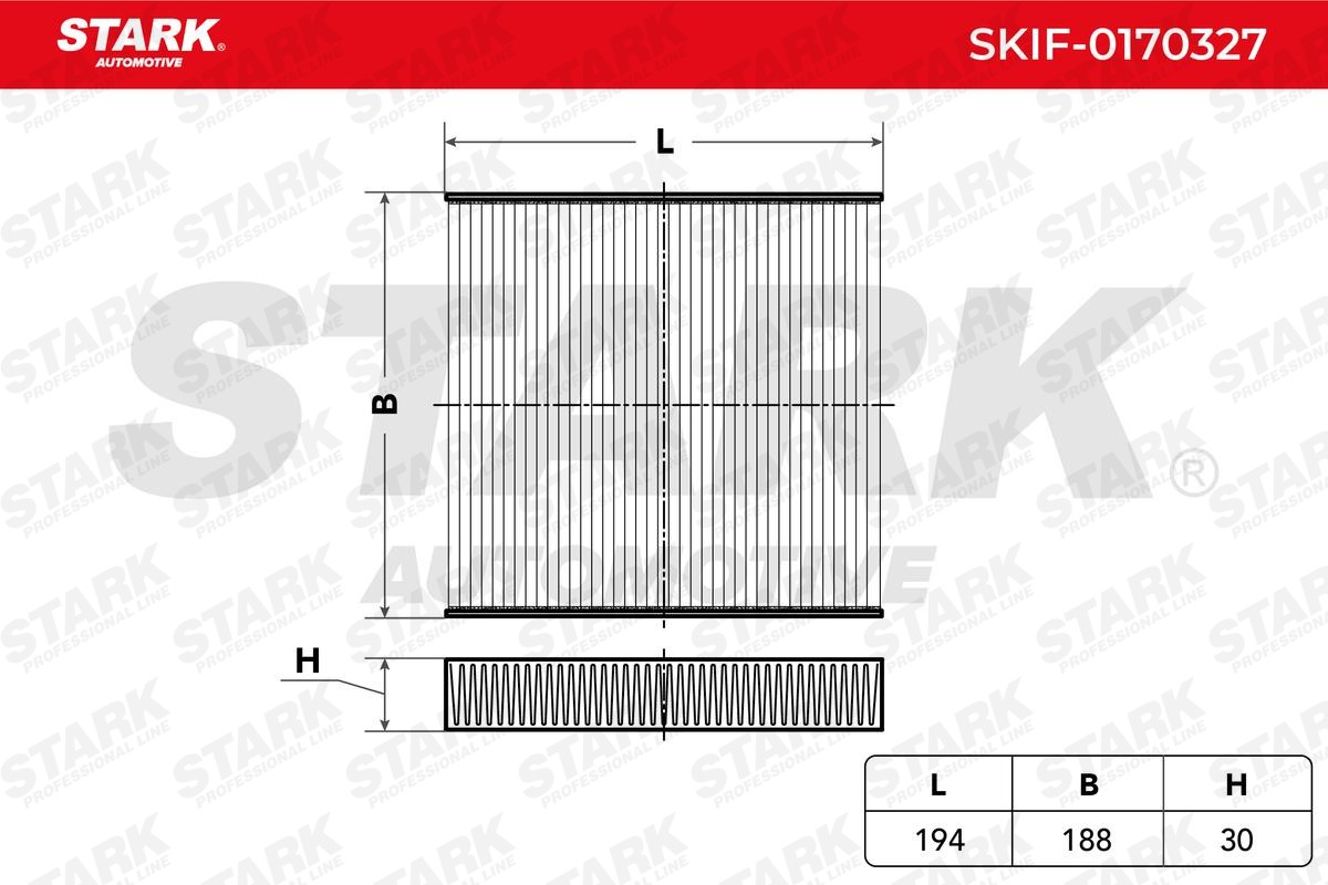 STARK SKIF-0170327: Filtrs, Salona telpas gaiss Smalkās attīrīšanas salona filtrs, Suspendēto vielu filtrs (HEPA)