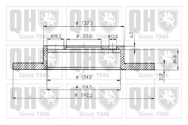 QUINTON HAZELL BDC4356: Disque de frein Ø: 241mm, plein, Ø: 241mm