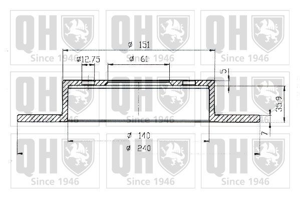 QUINTON HAZELL BDC4851: Piduriketas Ø: 240mm, täis, Ø: 240mm