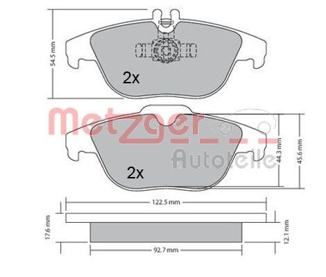 METZGER 1170132: Piduriklotsid Tagasild, koos kokkusurumisvastase plekiga