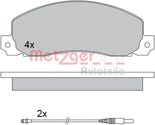 METZGER 1170659: Fékbetét készlet, tárcsafék elsőtengely, Tartozékokkal, csikorgásgátló lemezzel