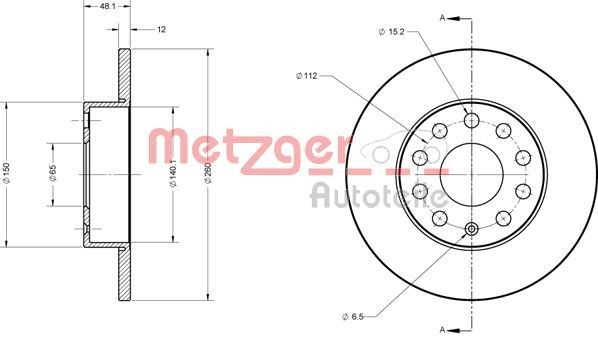 METZGER 6110030: Disque de frein Essieu arrière, Ø: 256mm, plein, Ø: 256mm, peint, Ponçage croisé, avec vis/boulons