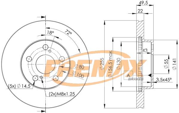 FREMAX BD-4413: Piduriketas Ø: 255mm, õhutusega, Ø: 255mm, kaetud