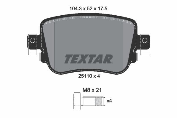 TEXTAR 2511001: Piduriklotsid Q+ koos pidurisadula kruvidega