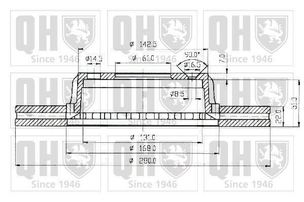 QUINTON HAZELL BDC3451: Piduriketas Ø: 280mm, õhutusega, Ø: 280mm